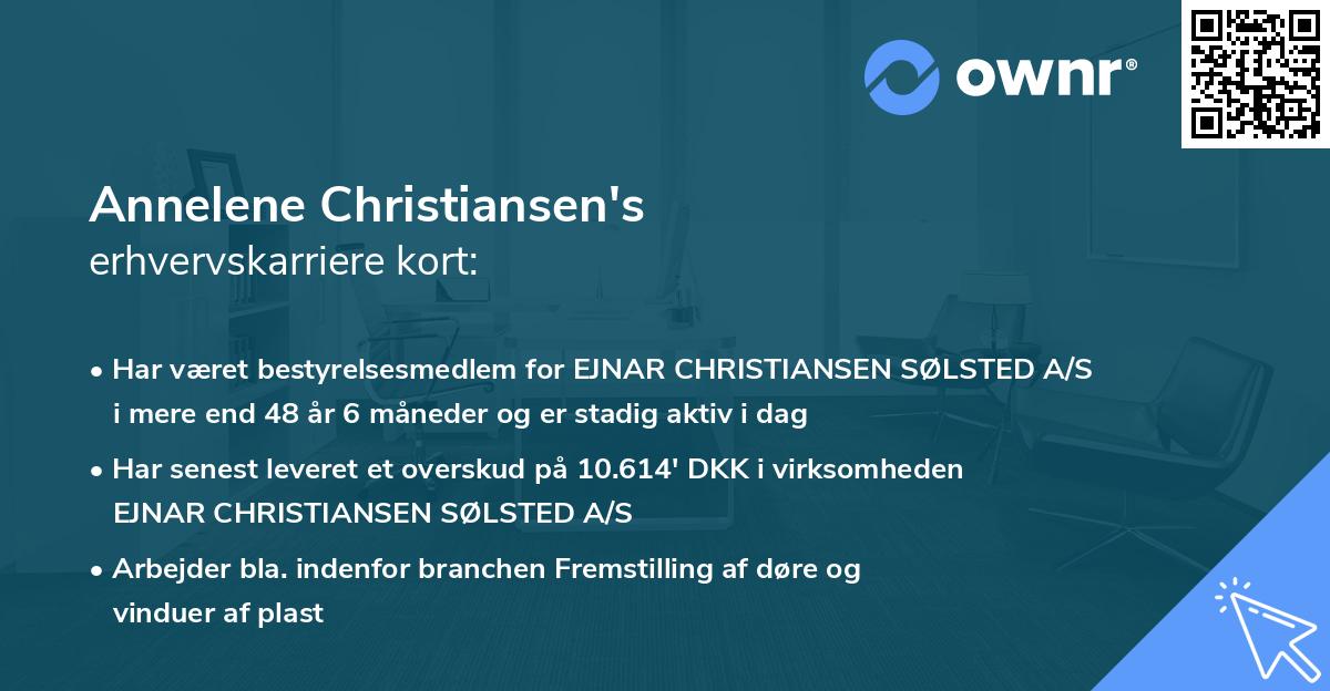 Annelene Christiansen's erhvervskarriere kort