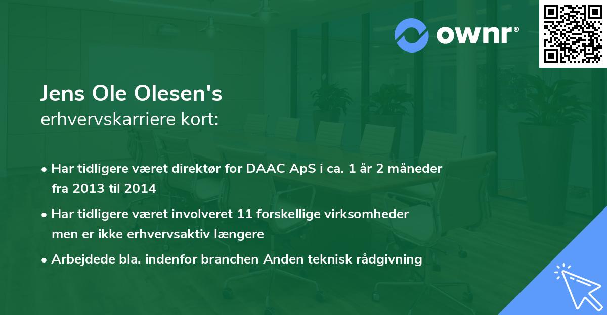 Jens Ole Olesen's erhvervskarriere kort