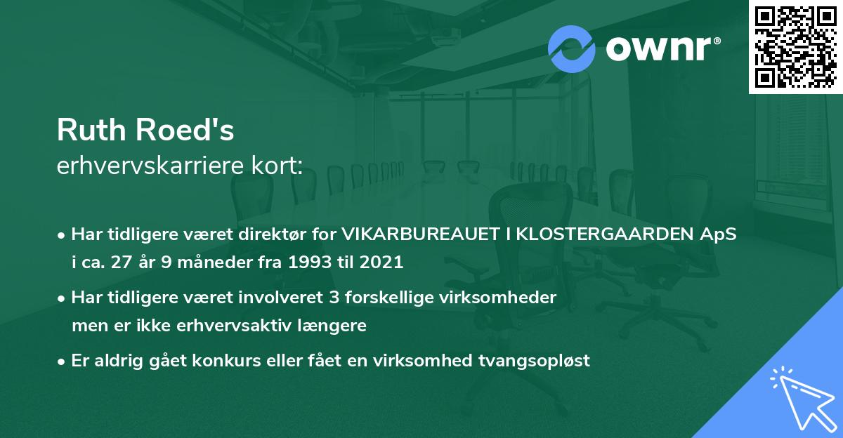 Ruth Roed's erhvervskarriere kort