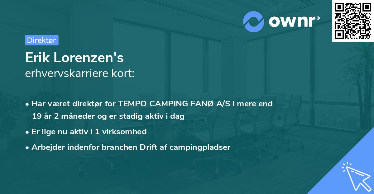 Erik Lorenzen's erhvervskarriere kort