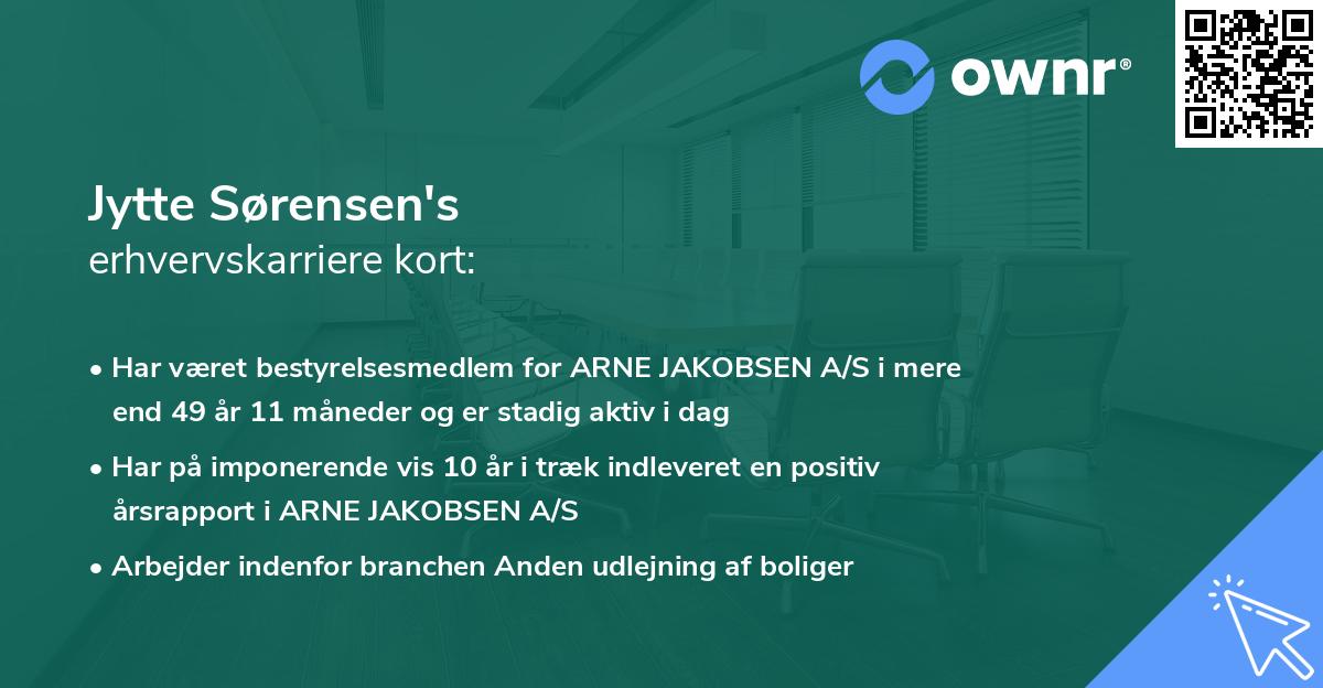 Jytte Sørensen's erhvervskarriere kort