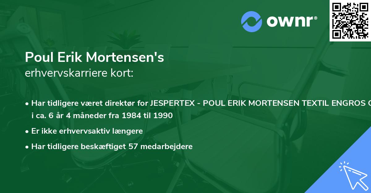 Poul Erik Mortensen's erhvervskarriere kort