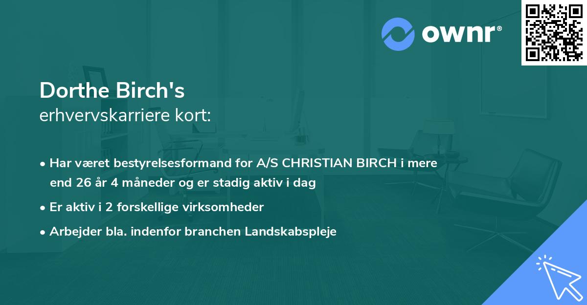 Dorthe Birch's erhvervskarriere kort