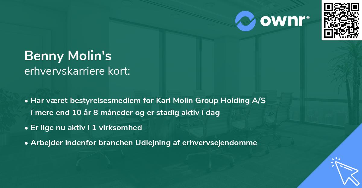 Benny Molin's erhvervskarriere kort