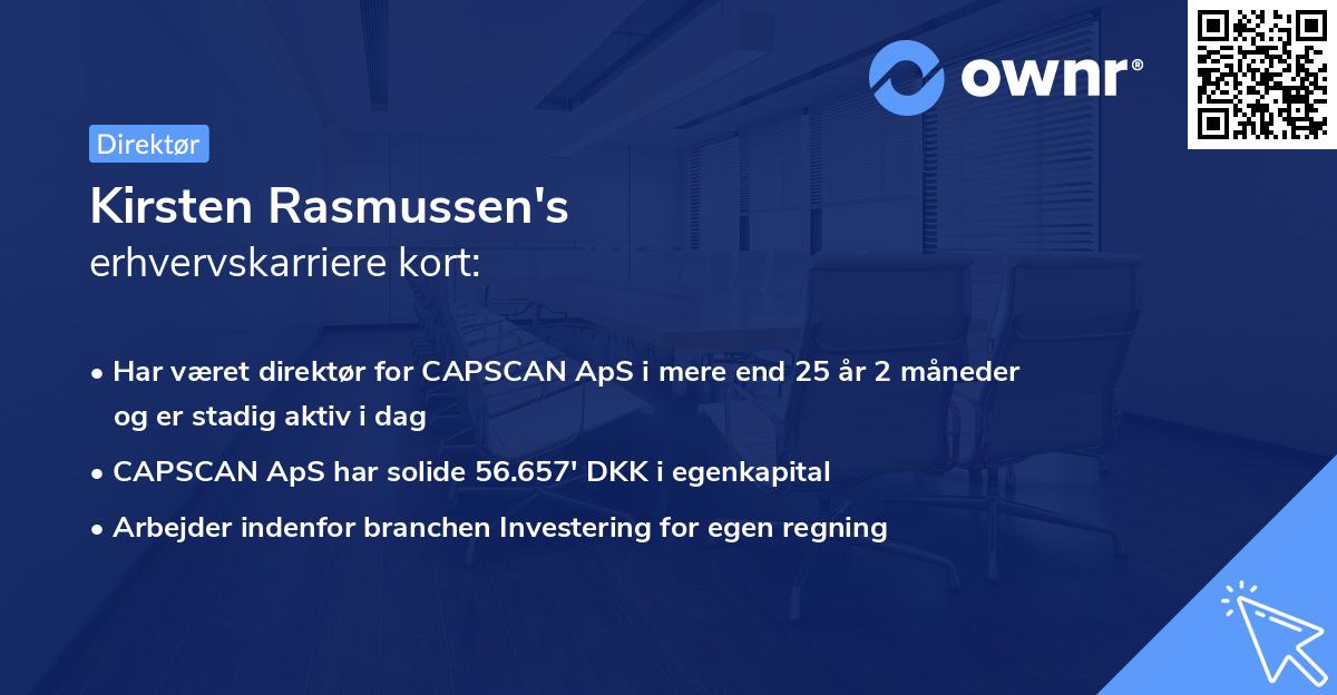 Kirsten Rasmussen's erhvervskarriere kort