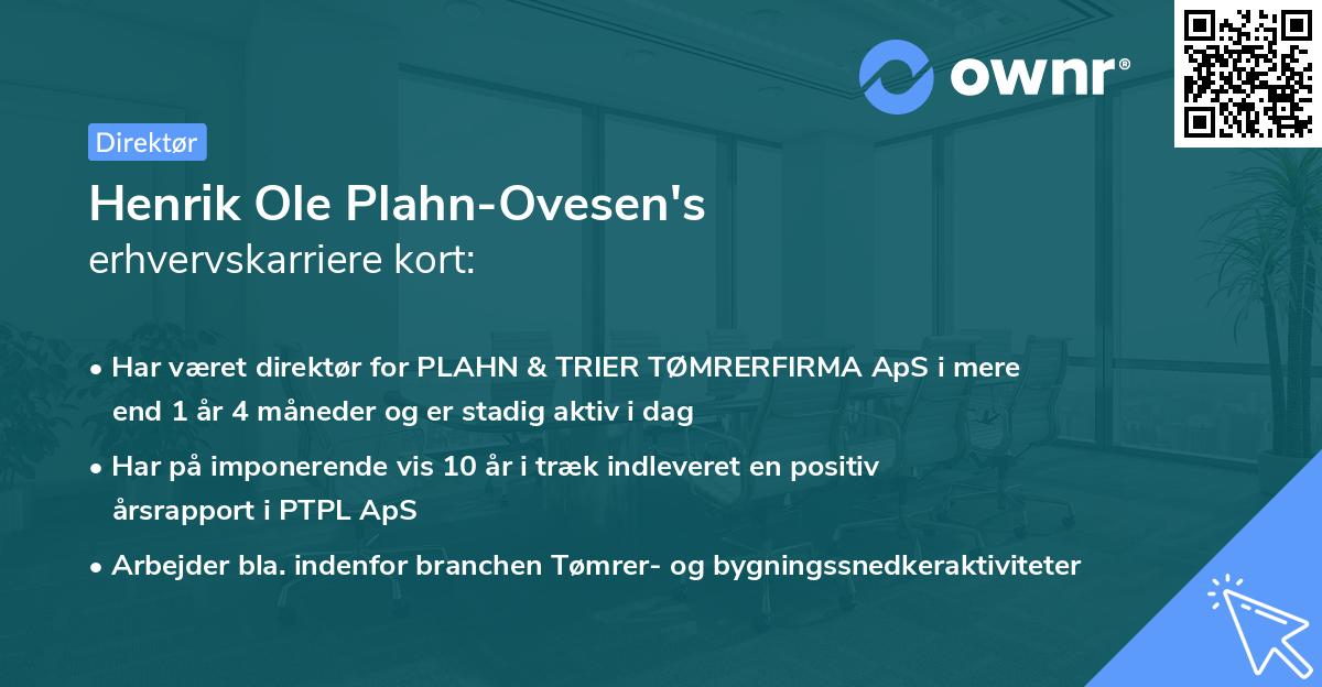 Henrik Ole Plahn-Ovesen's erhvervskarriere kort