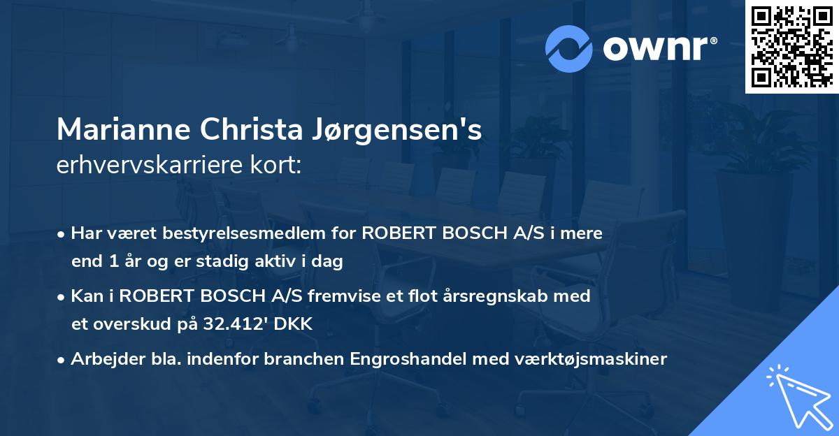 Marianne Christa Jørgensen's erhvervskarriere kort