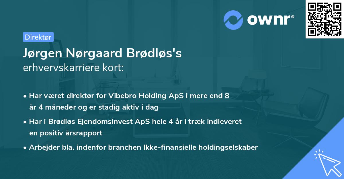 Jørgen Nørgaard Brødløs's erhvervskarriere kort