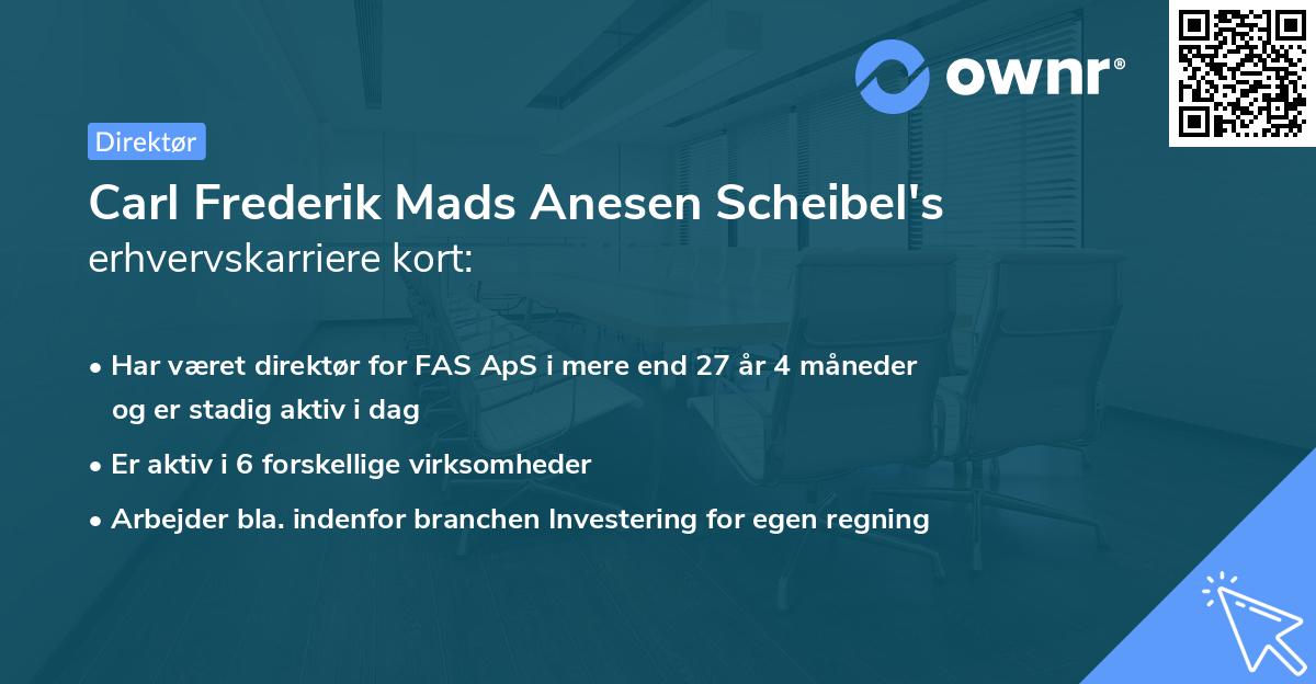 Carl Frederik Mads Anesen Scheibel's erhvervskarriere kort
