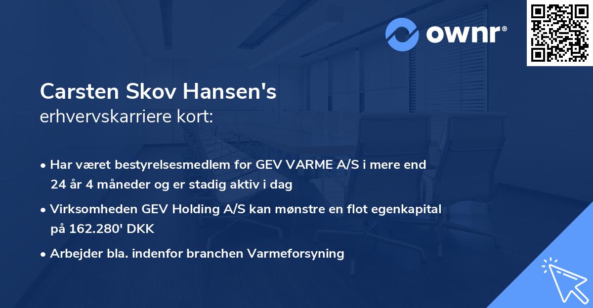 Carsten Skov Hansen's erhvervskarriere kort