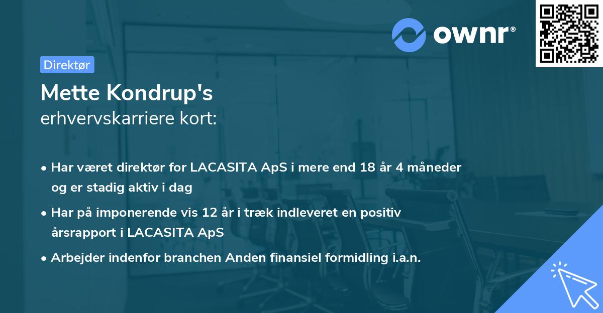 Mette Kondrup's erhvervskarriere kort