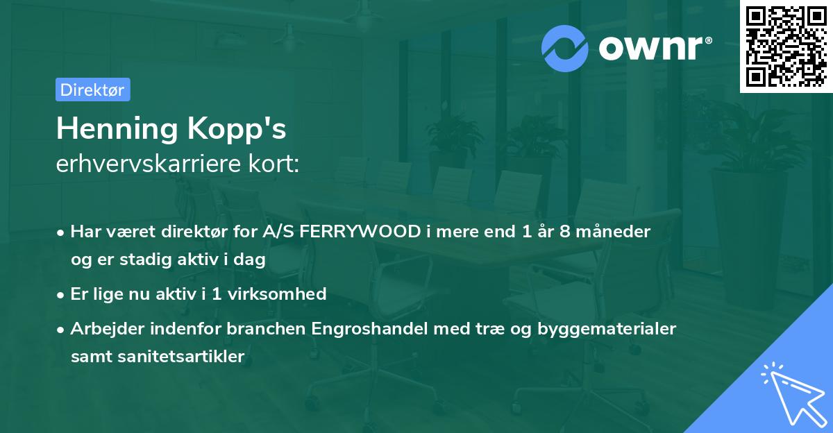 Henning Kopp's erhvervskarriere kort