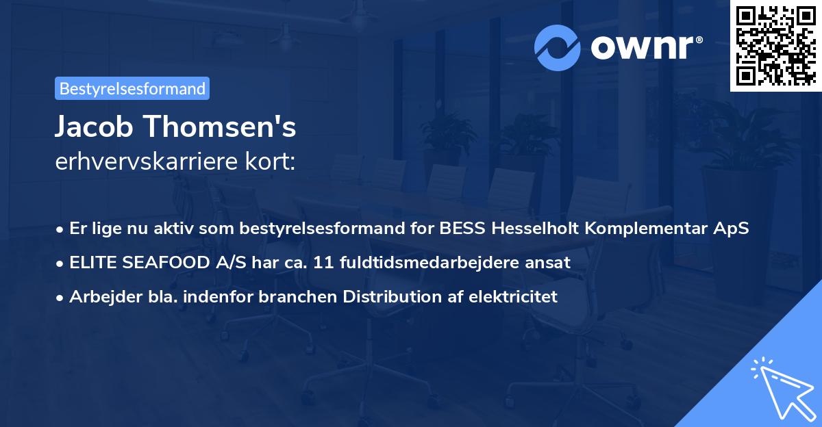 Jacob Thomsen's erhvervskarriere kort