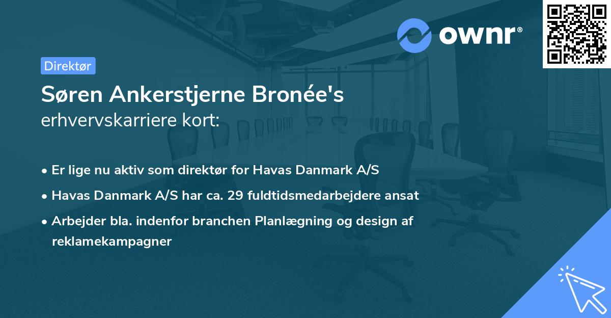 Søren Ankerstjerne Bronée's erhvervskarriere kort