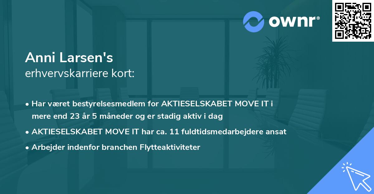 Anni Larsen's erhvervskarriere kort