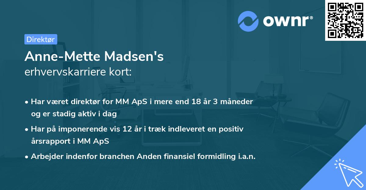 Anne-Mette Madsen's erhvervskarriere kort