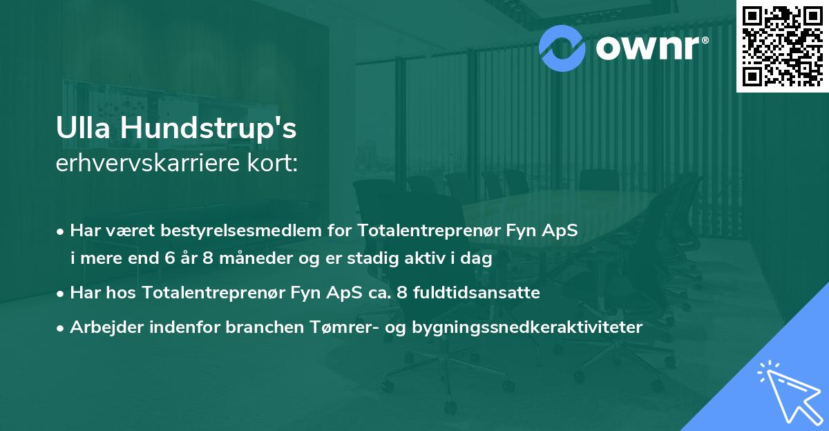 Ulla Hundstrup's erhvervskarriere kort