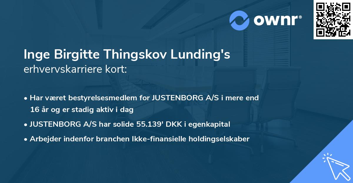 Inge Birgitte Thingskov Lunding's erhvervskarriere kort