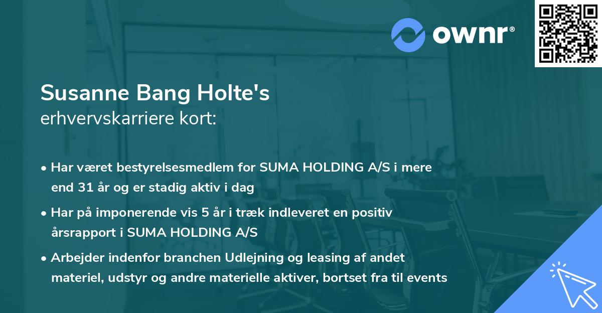 Susanne Bang Holte's erhvervskarriere kort