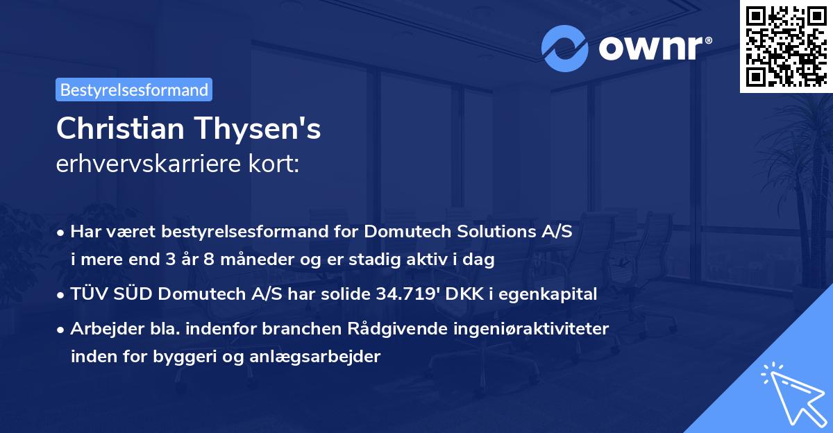 Christian Thysen's erhvervskarriere kort