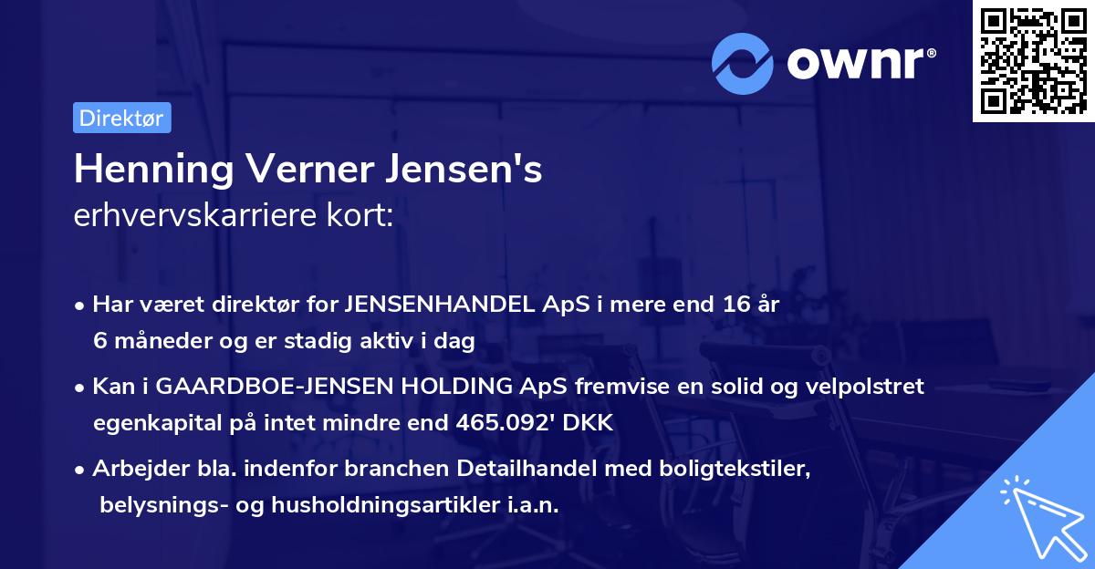 Henning Verner Jensen's erhvervskarriere kort