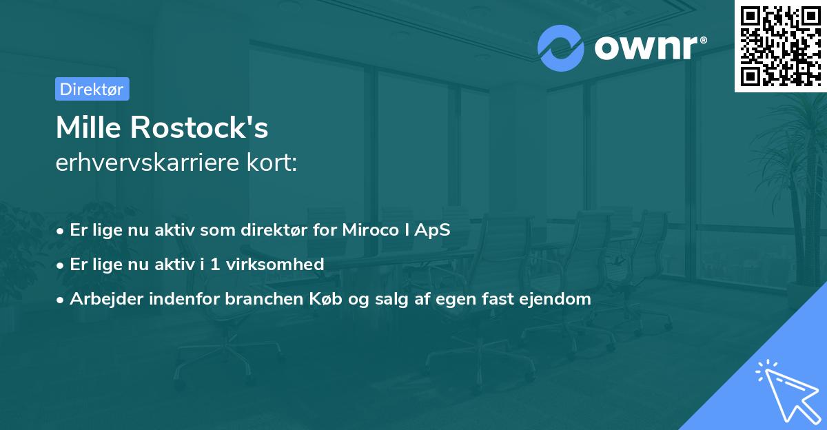 Mille Rostock's erhvervskarriere kort