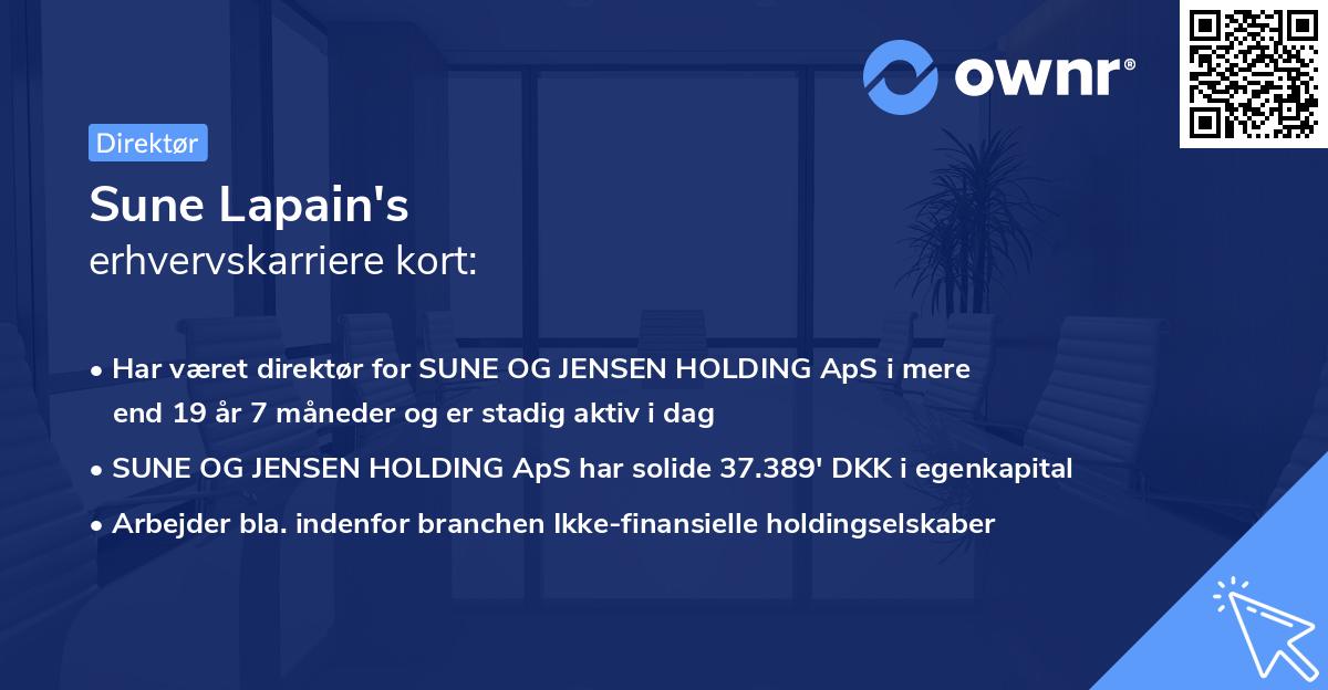Sune Lapain's erhvervskarriere kort
