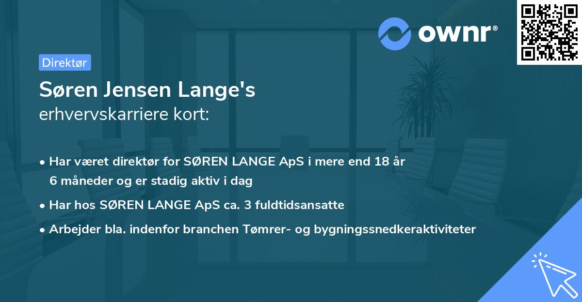Søren Jensen Lange's erhvervskarriere kort