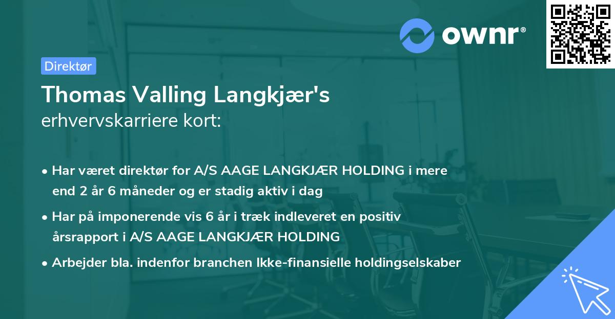 Thomas Valling Langkjær's erhvervskarriere kort