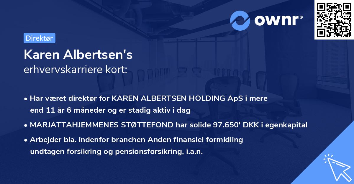 Karen Albertsen's erhvervskarriere kort