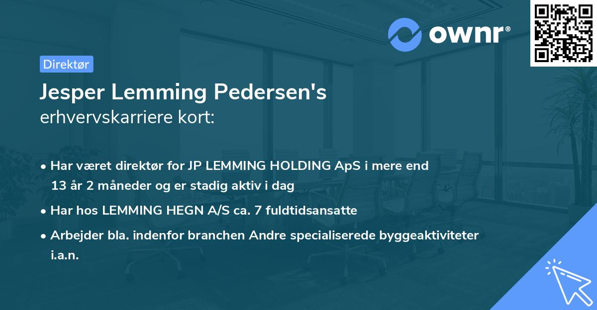 Jesper Lemming Pedersen's erhvervskarriere kort