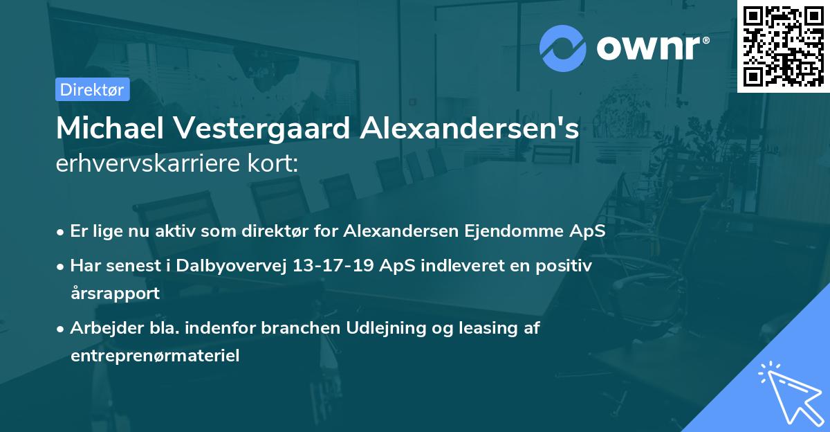 Michael Vestergaard Alexandersen's erhvervskarriere kort