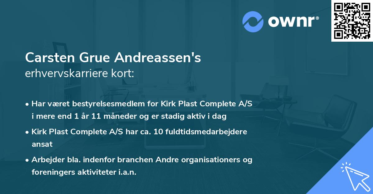 Carsten Grue Andreassen's erhvervskarriere kort