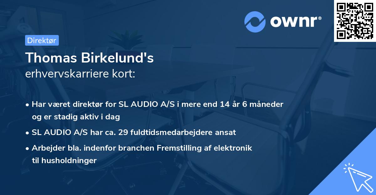 Thomas Birkelund's erhvervskarriere kort