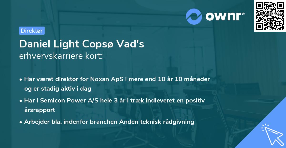 Daniel Light Copsø Vad's erhvervskarriere kort