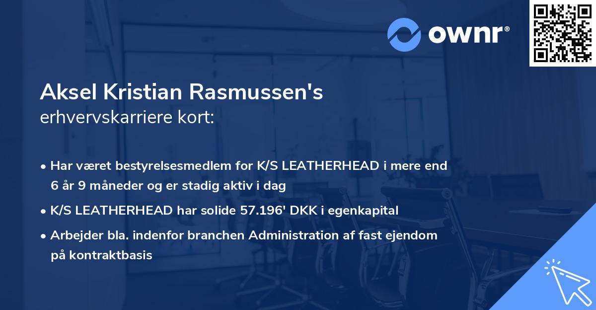 Aksel Kristian Rasmussen's erhvervskarriere kort