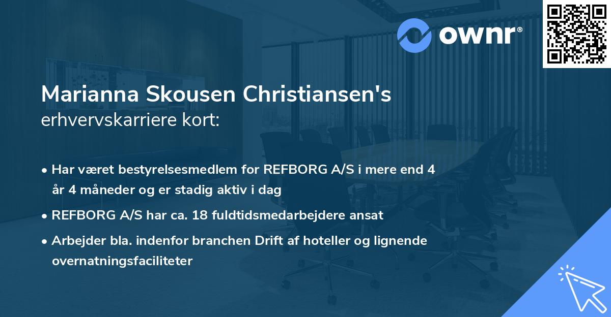 Marianna Skousen Christiansen's erhvervskarriere kort