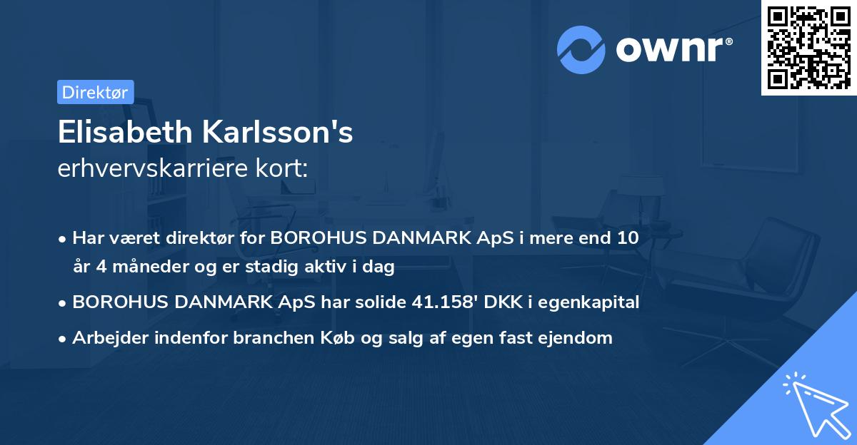 Elisabeth Karlsson's erhvervskarriere kort