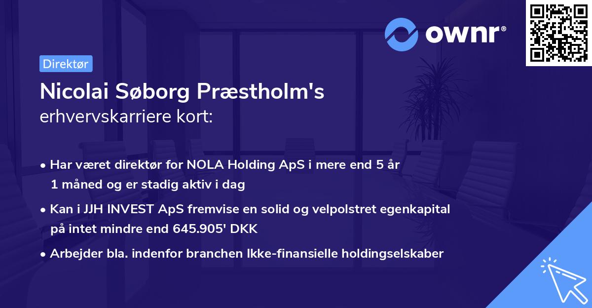 Nicolai Søborg Præstholm's erhvervskarriere kort