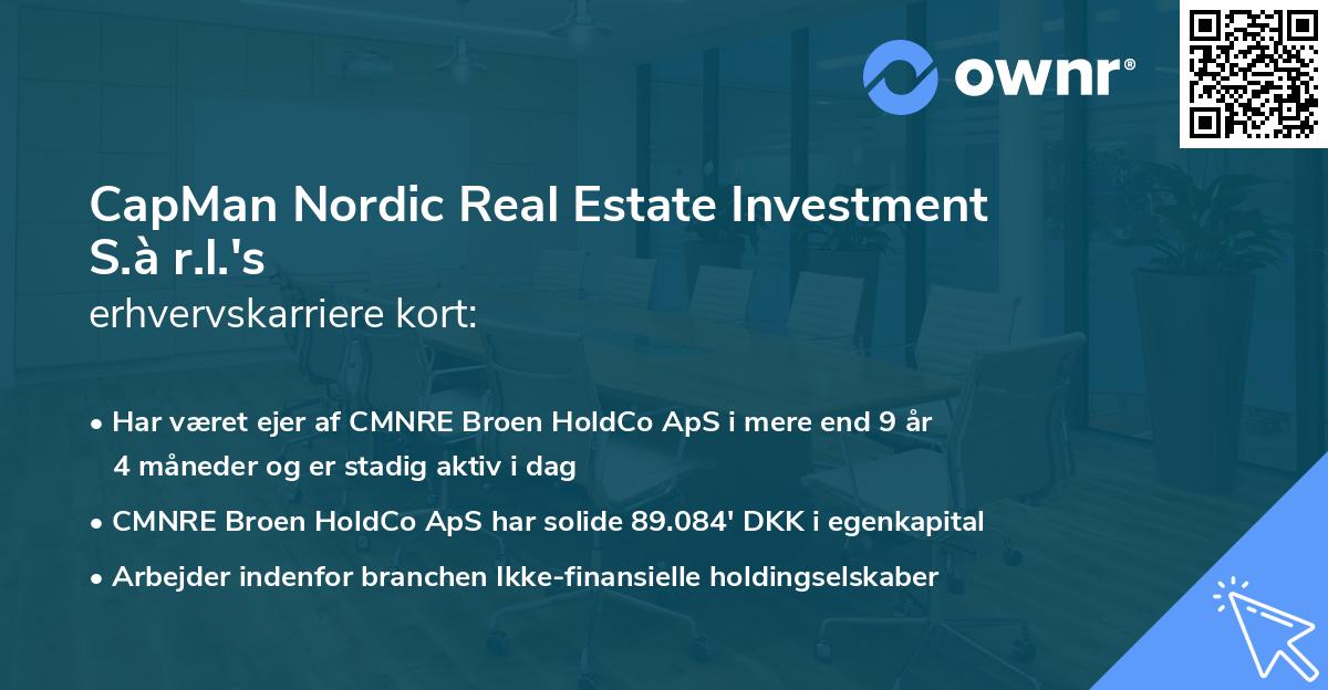 CapMan Nordic Real Estate Investment S.à r.l.'s erhvervskarriere kort