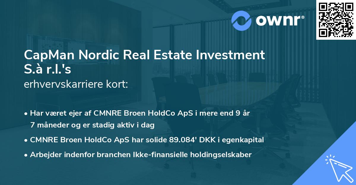 CapMan Nordic Real Estate Investment S.à r.l.'s erhvervskarriere kort