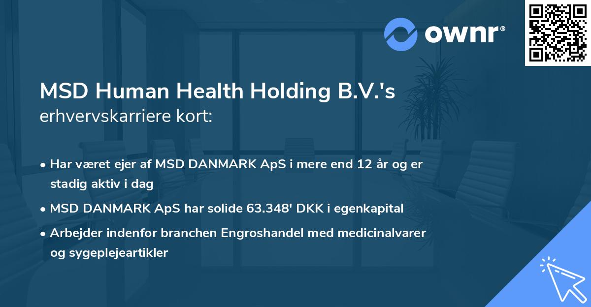 MSD Human Health Holding B.V.'s erhvervskarriere kort