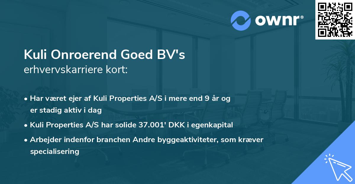 Kuli Onroerend Goed BV's erhvervskarriere kort