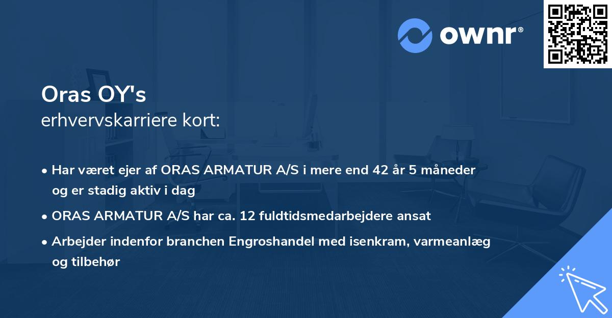 Oras OY's erhvervskarriere kort