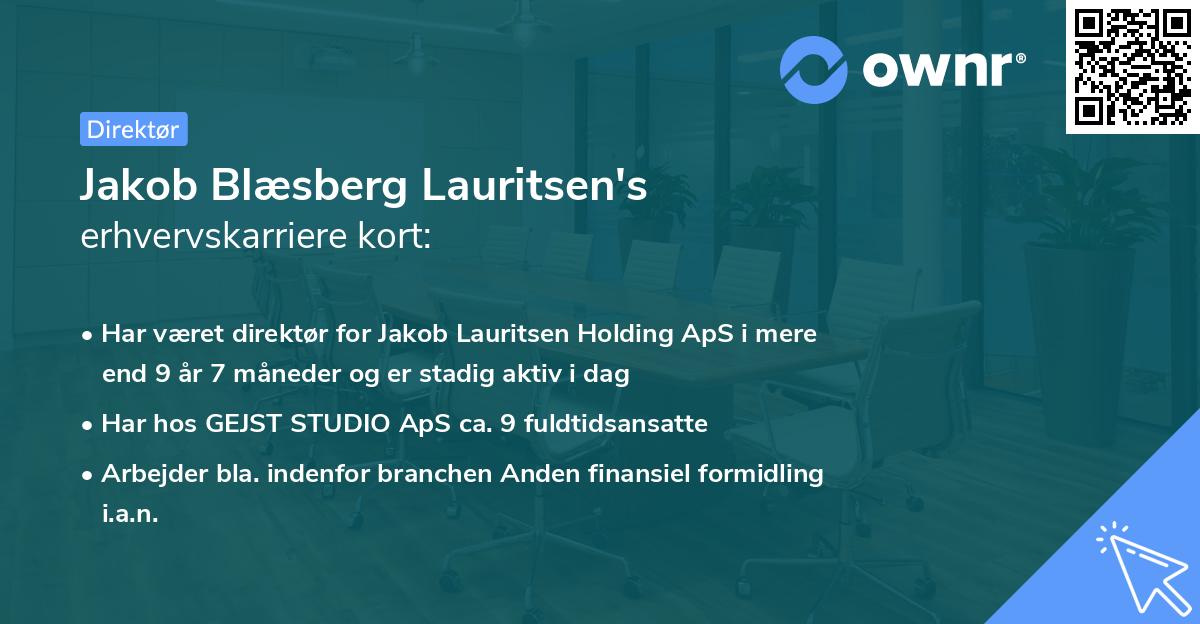 Jakob Blæsberg Lauritsen's erhvervskarriere kort