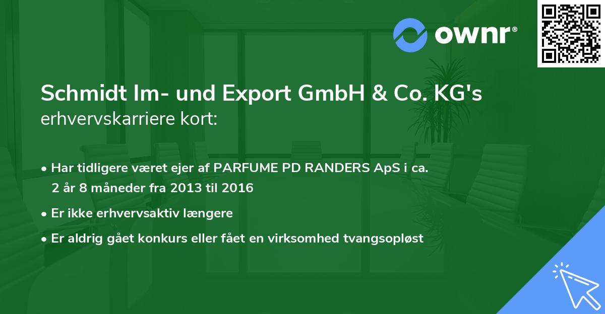 Schmidt Im- und Export GmbH & Co. KG's erhvervskarriere kort