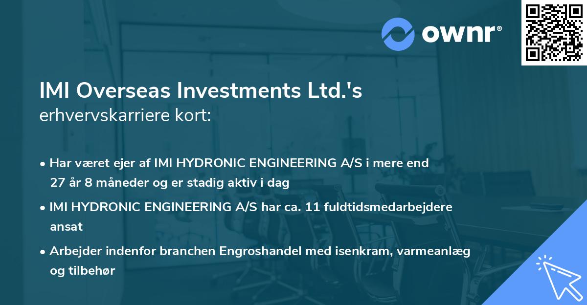 IMI Overseas Investments Ltd.'s erhvervskarriere kort