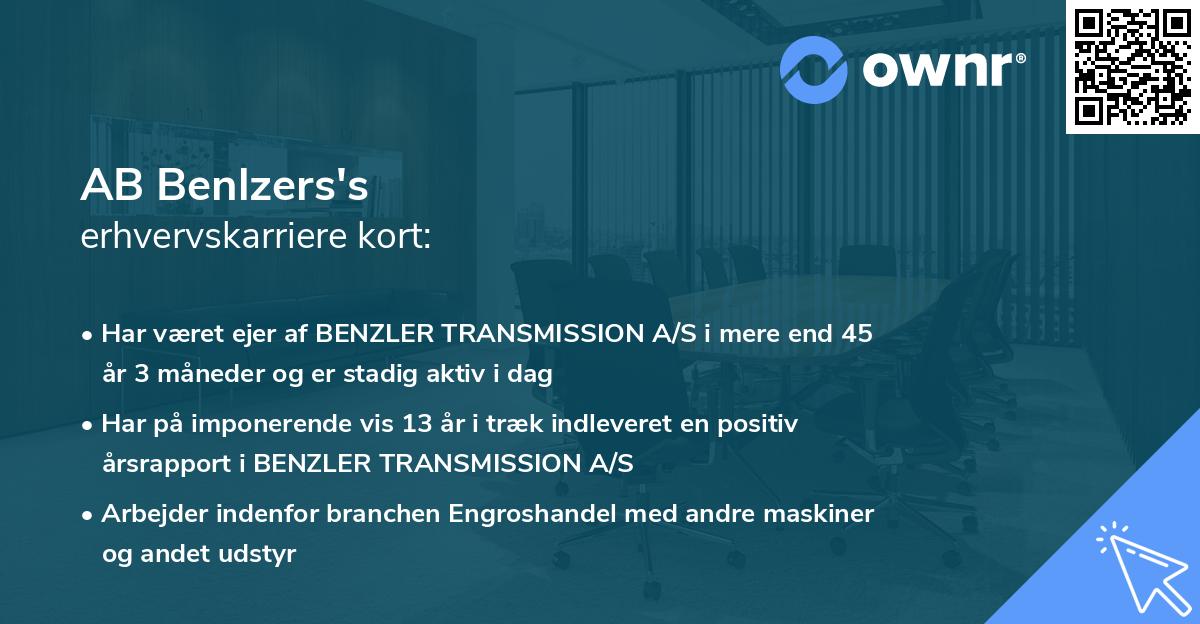 AB Benlzers's erhvervskarriere kort