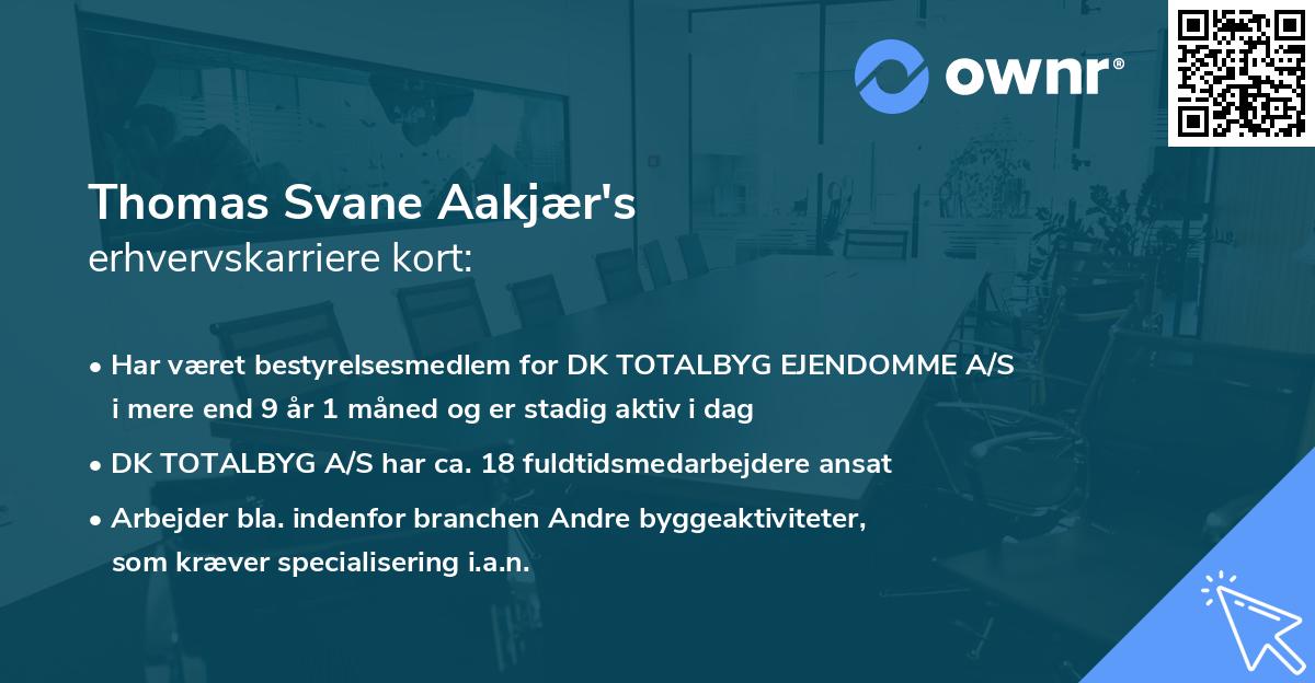 Thomas Svane Aakjær's erhvervskarriere kort