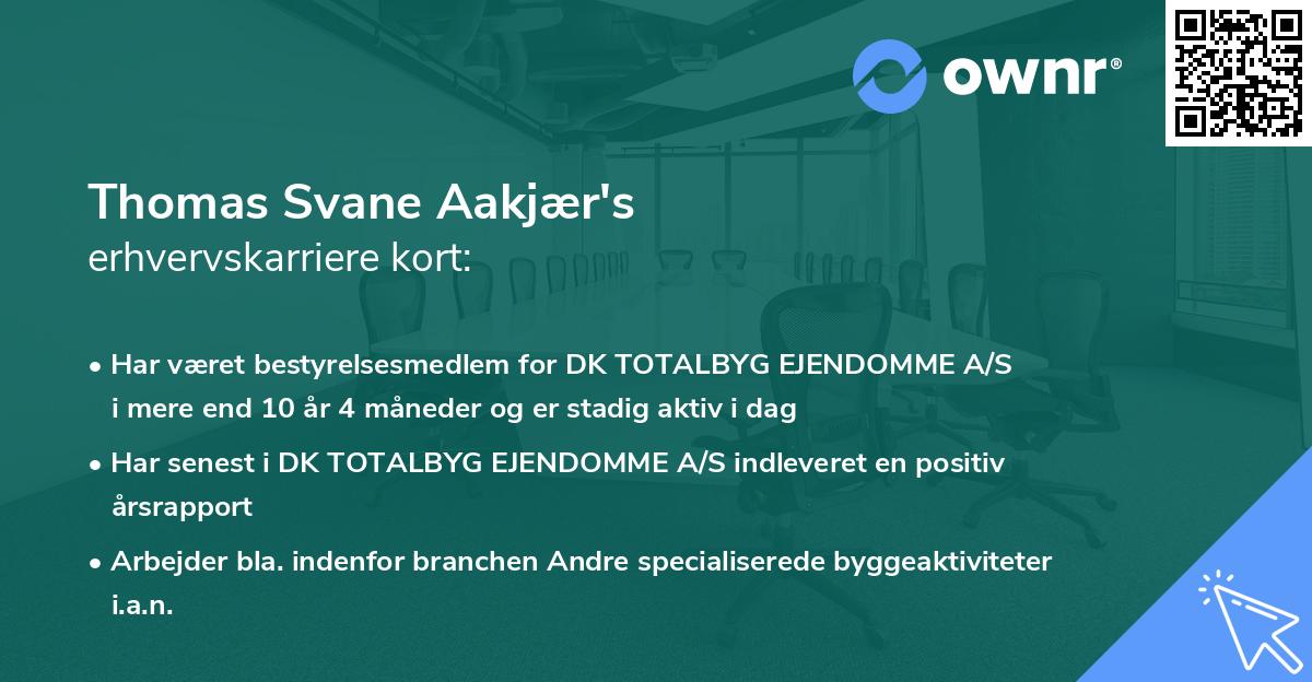 Thomas Svane Aakjær's erhvervskarriere kort